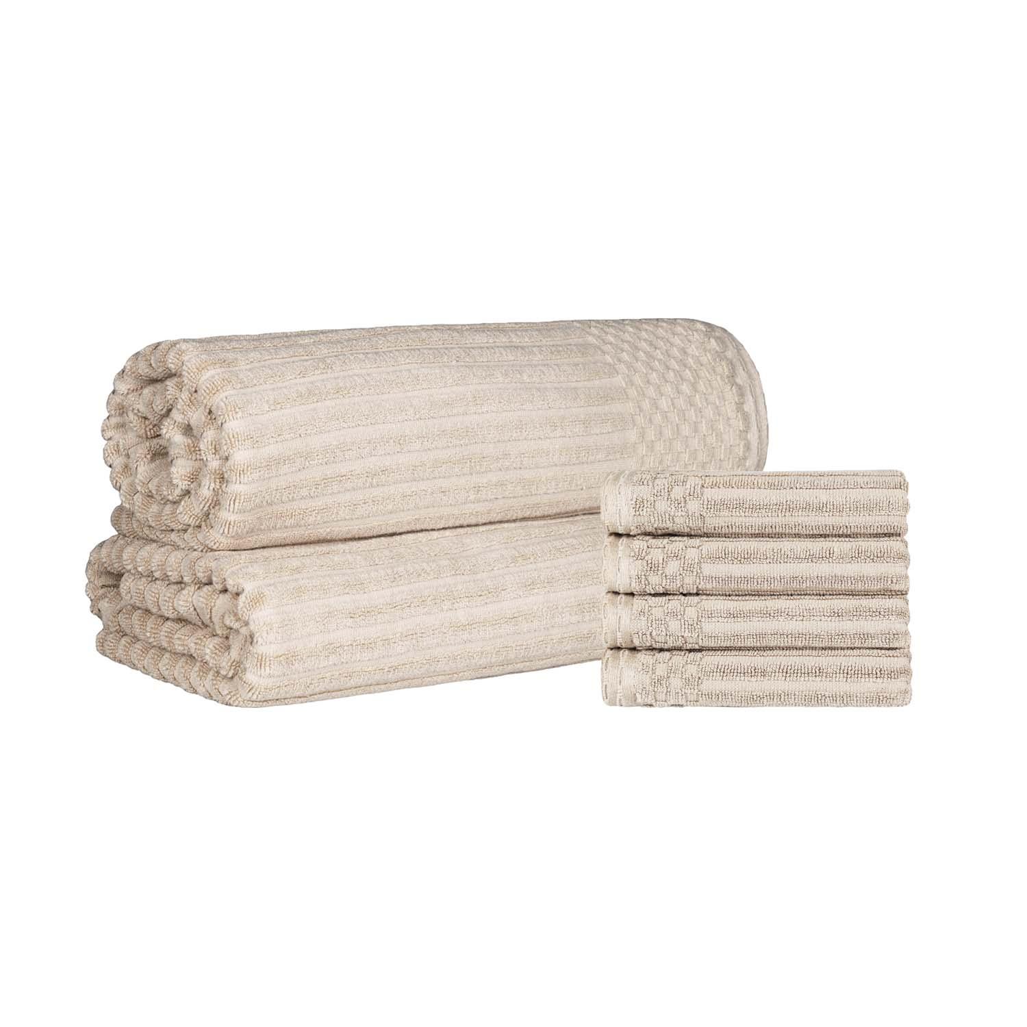 Soho Cotton Ribbed Textured Absorbent Hand Towel and Bath Sheet Set - Towel Set by Superior Brand