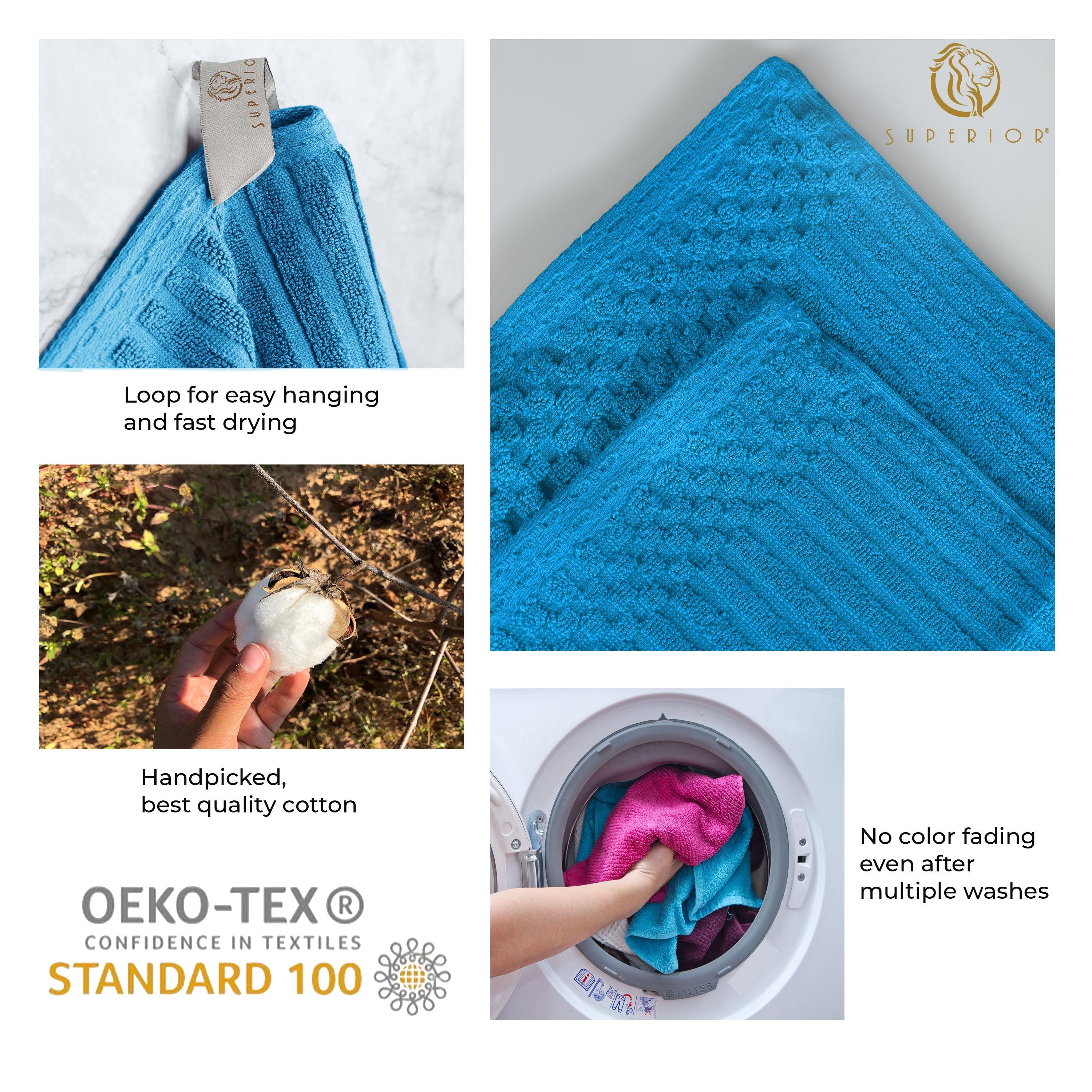 Soho Cotton Ribbed Textured Absorbent Hand Towel and Bath Sheet Set - Towel Set by Superior Brand