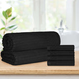 Soho Cotton Ribbed Textured Absorbent Hand Towel and Bath Sheet Set - Towel Set by Superior Brand