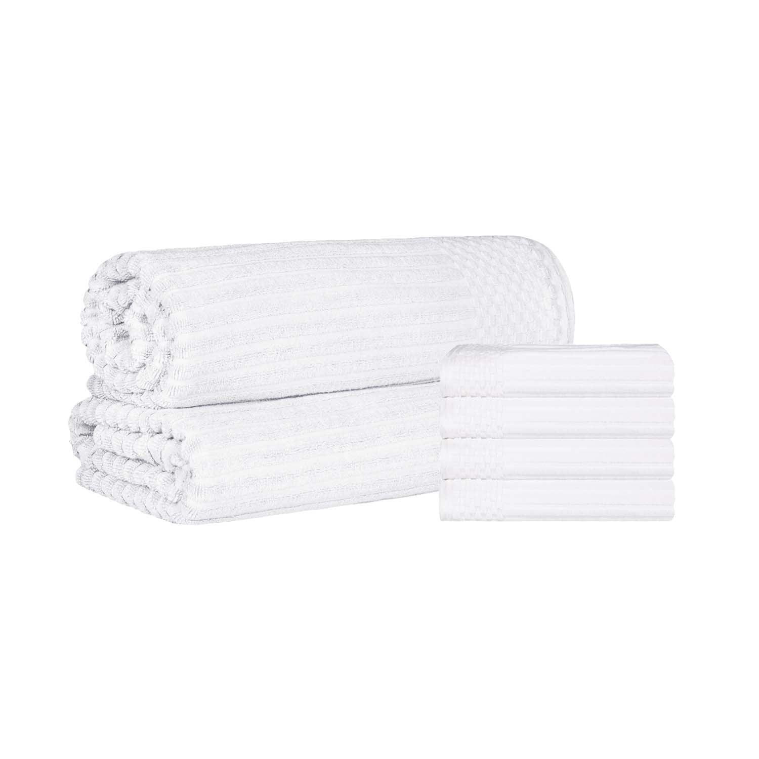 Soho Cotton Ribbed Textured Absorbent Hand Towel and Bath Sheet Set - Towel Set by Superior Brand