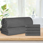 Soho Cotton Ribbed Textured Absorbent Hand Towel and Bath Sheet Set - Towel Set by Superior Brand
