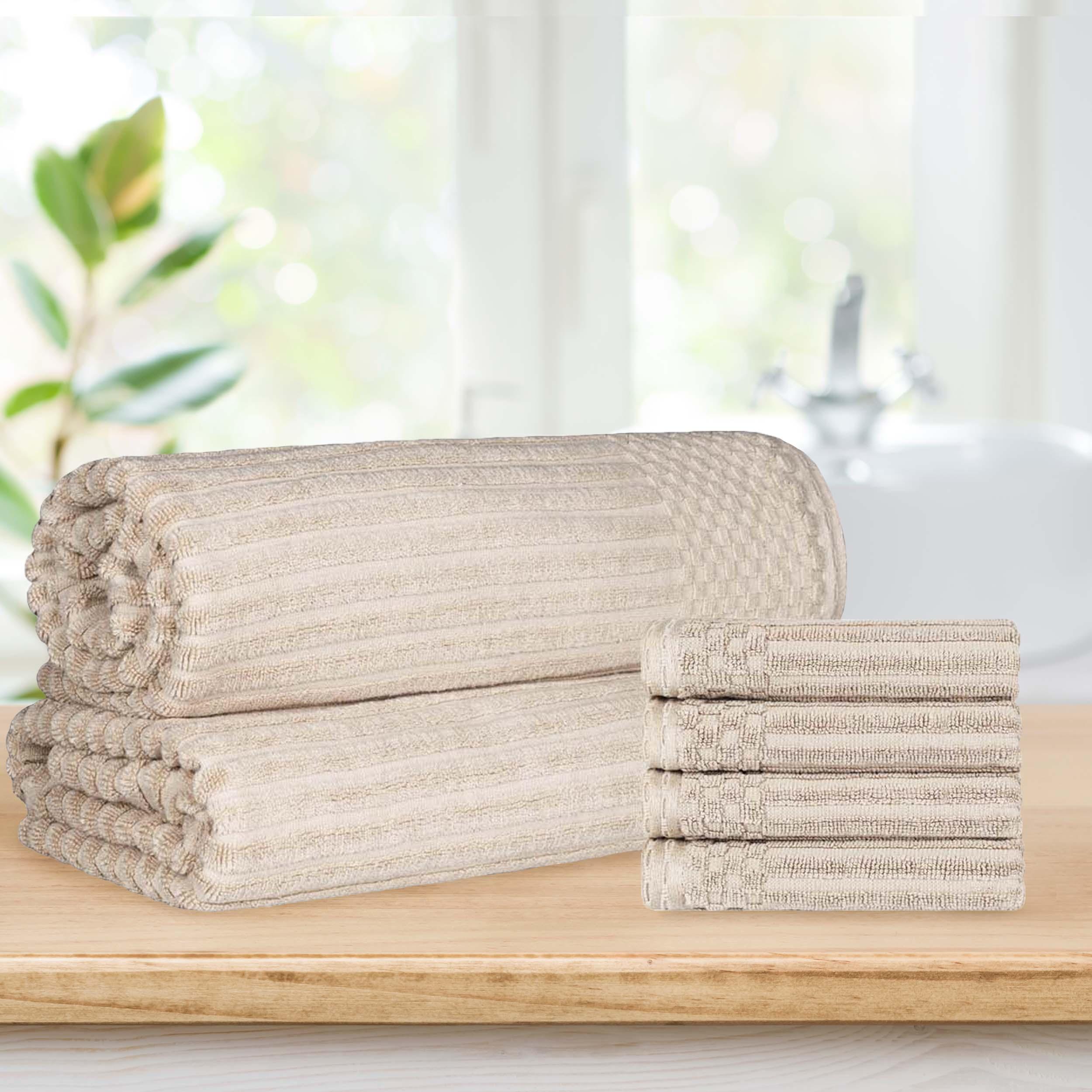 Soho Cotton Ribbed Textured Absorbent Hand Towel and Bath Sheet Set - Towel Set by Superior Brand