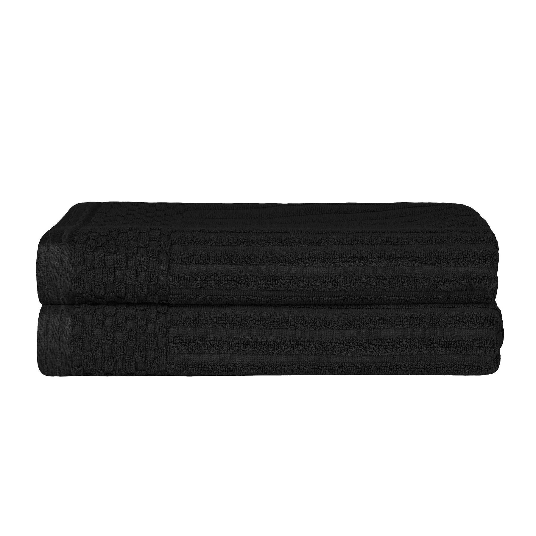 Superior Soho Ribbed Textured Cotton Ultra-Absorbent Bath Sheet & Bath Towel Set - Black