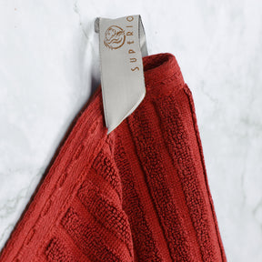 Ribbed Textured Cotton Bath Sheet Ultra-Absorbent Towel Set - Burgundy