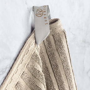 Ribbed Textured Cotton Bath Sheet Ultra-Absorbent Towel Set - Ivory