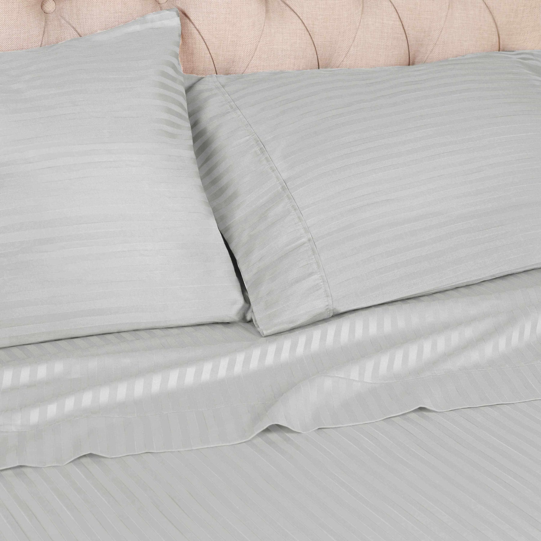400 Thread Count Soft Stripe Egyptian Cotton Pillowcase Set - Platinum