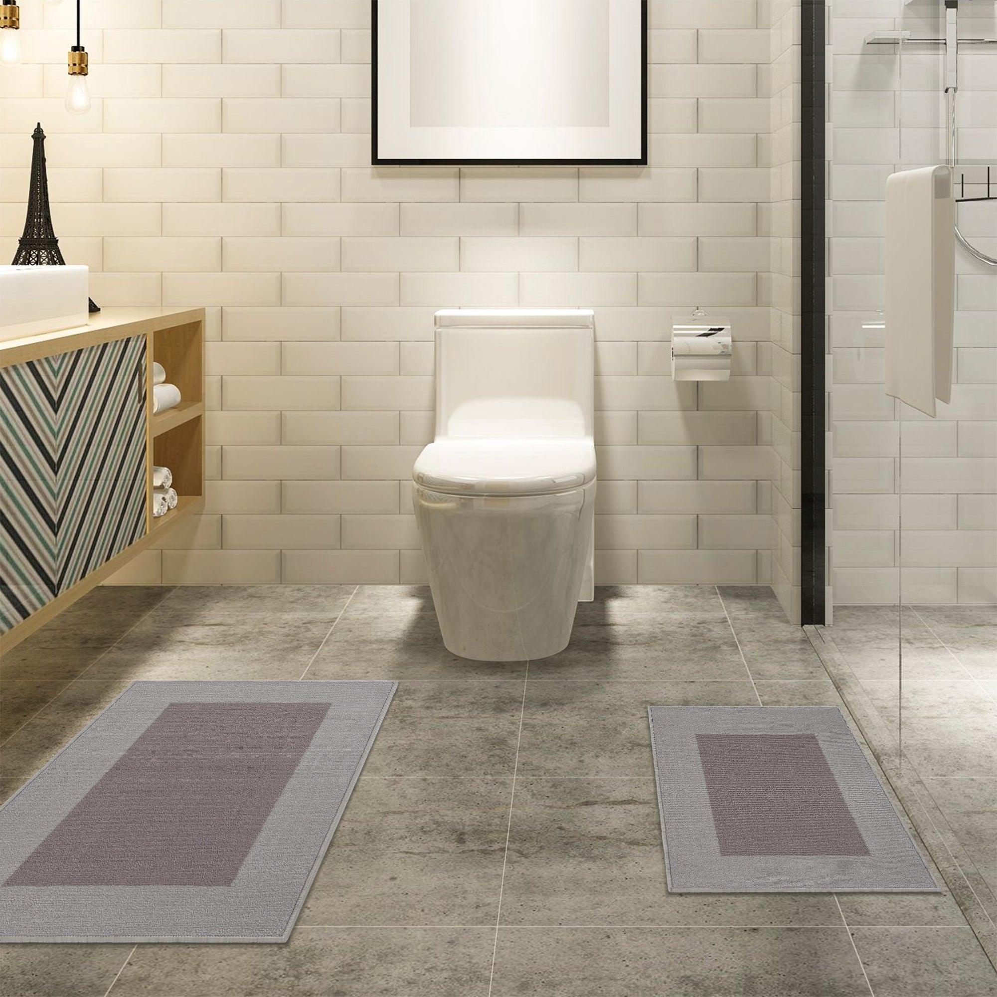 Troy Solid Non-Slip Machine Washable Bath Rug Set - Bath Mats by Superior Brand