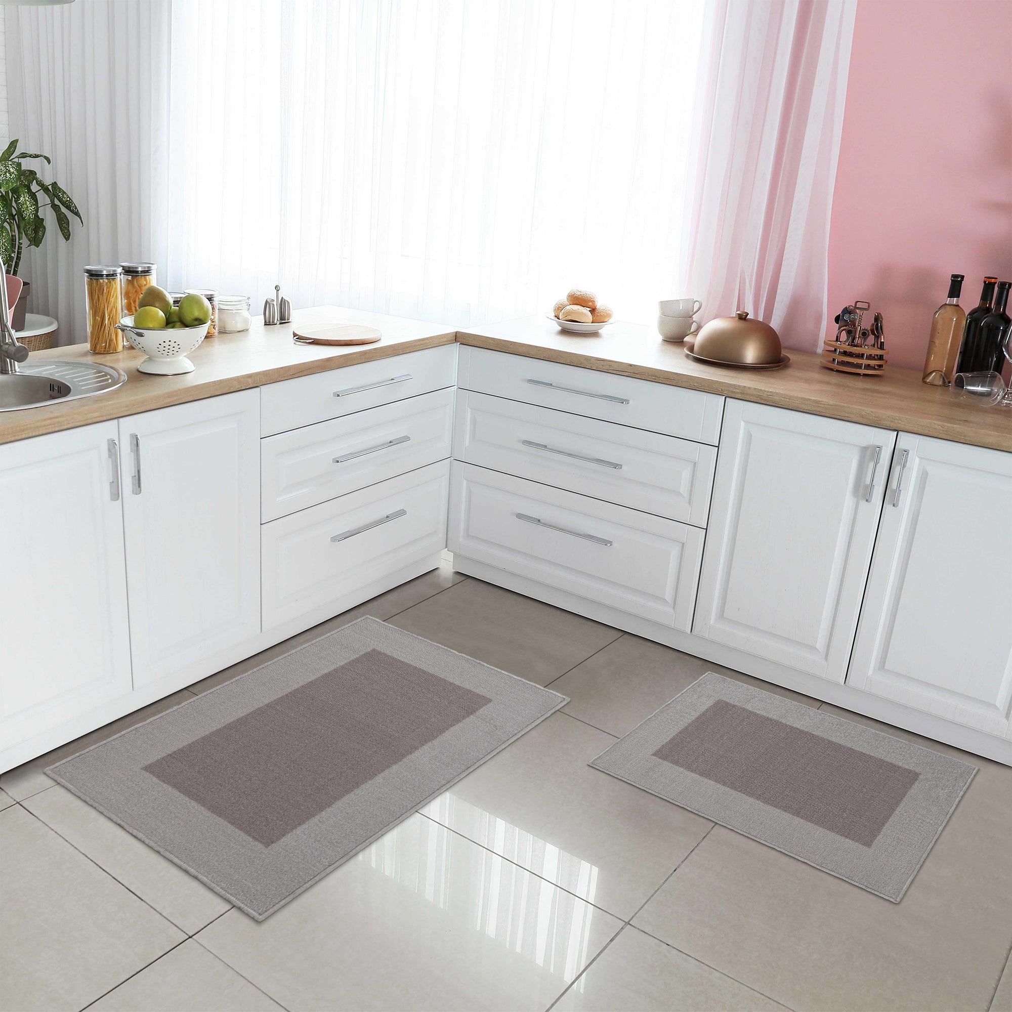 Troy Solid Non-Slip Machine Washable Bath Rug Set - Bath Mats by Superior Brand