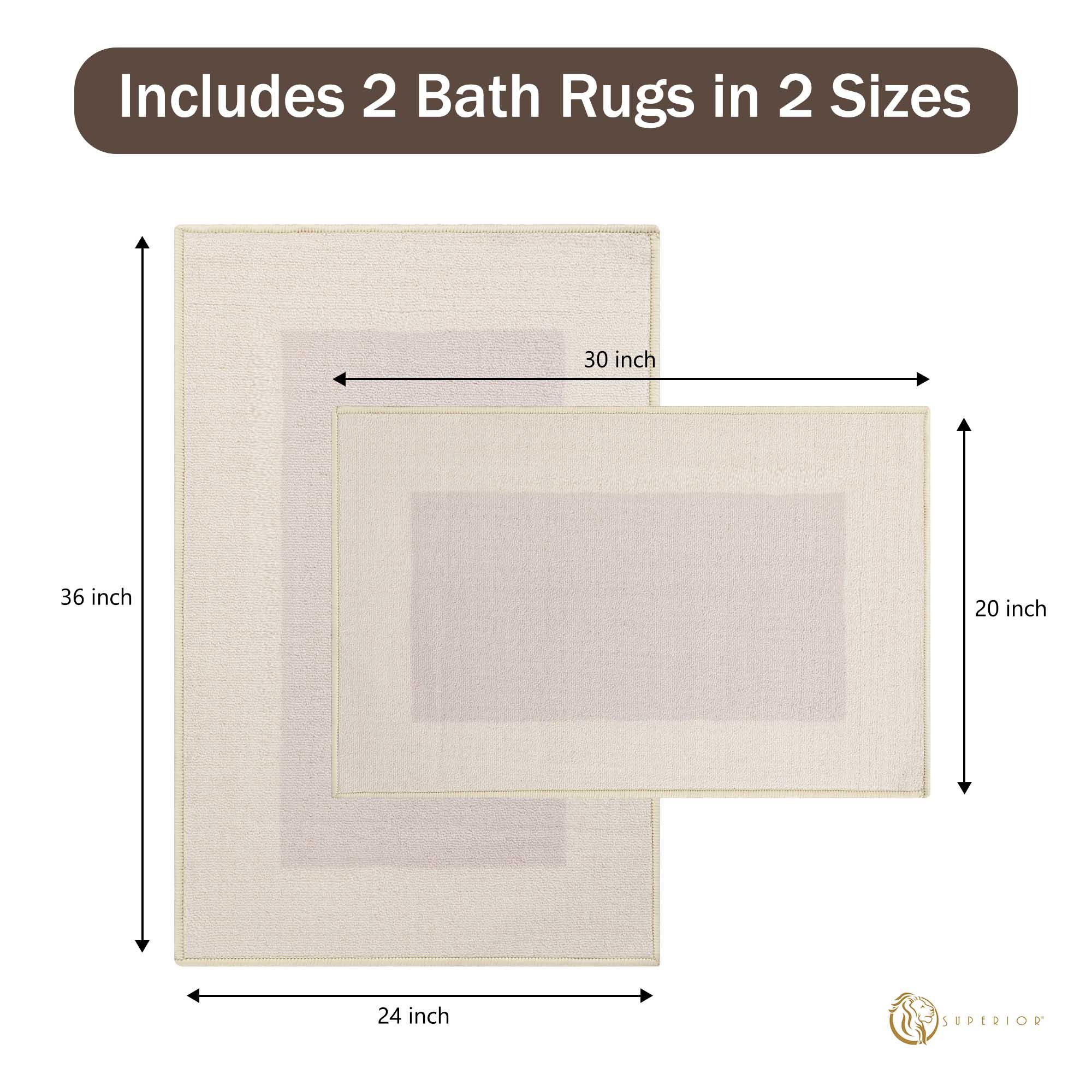 Troy Solid Non-Slip Machine Washable Bath Rug Set - Bath Mats by Superior Brand