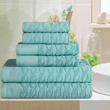 Turkish Cotton Herringbone Jacquard Assorted 6 Piece Towel Set - Towel Set by Superior Brand