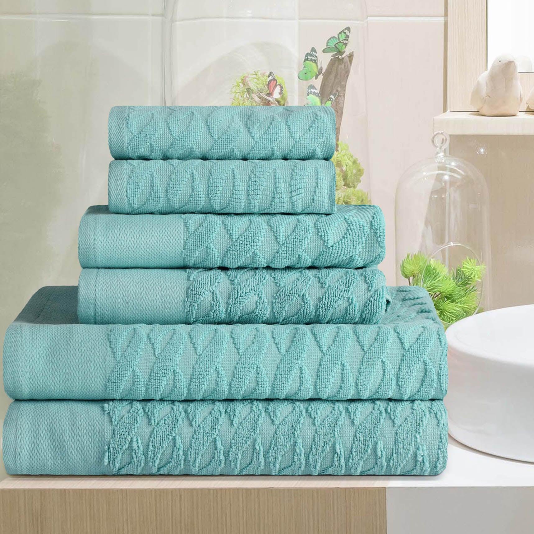 Turkish Cotton Herringbone Jacquard Assorted 6 Piece Towel Set - Towel Set by Superior Brand