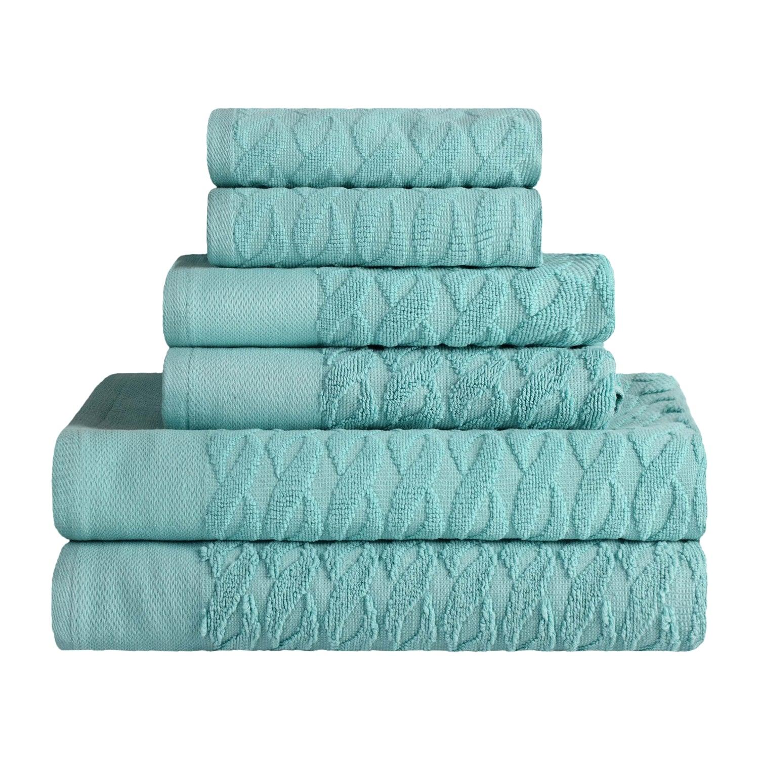 Turkish Cotton Herringbone Jacquard Assorted 6 Piece Towel Set - Towel Set by Superior Brand