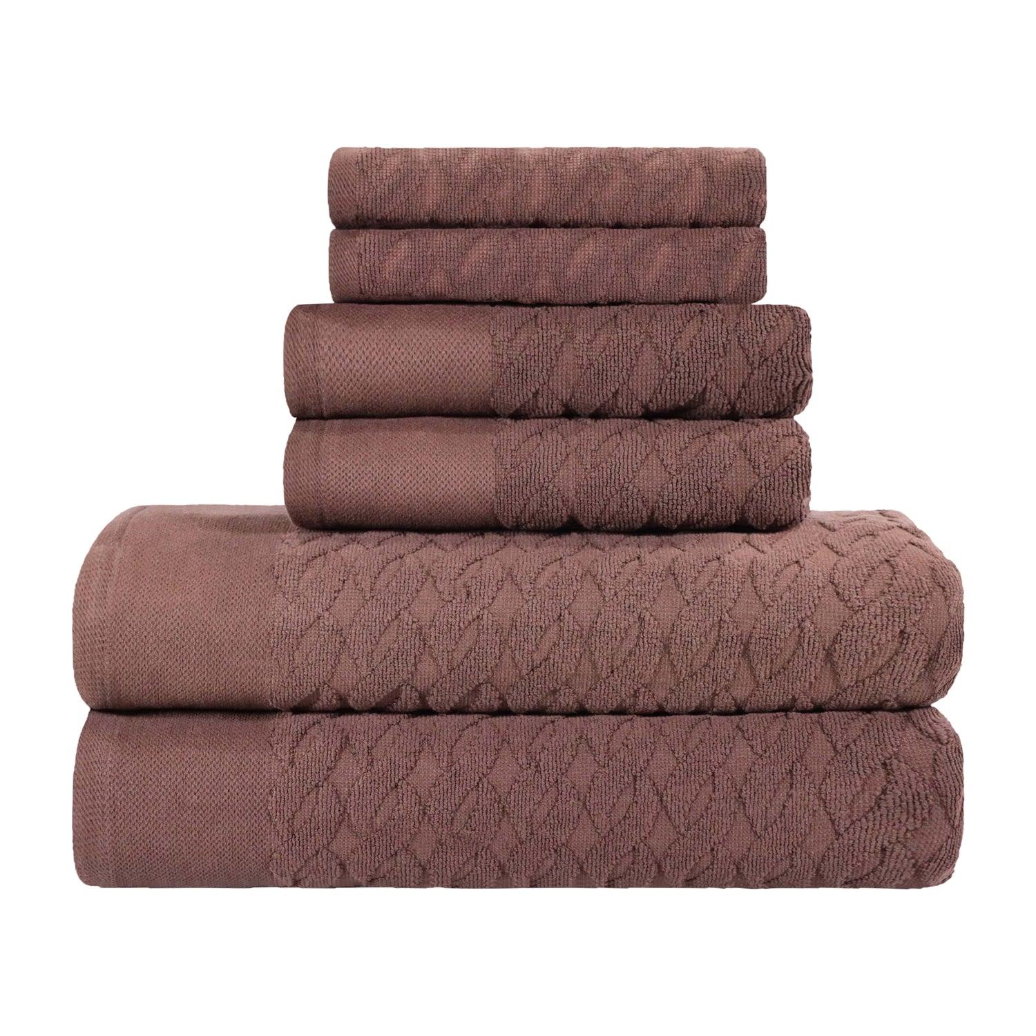 Turkish Cotton Herringbone Jacquard Assorted 6 Piece Towel Set - Towel Set by Superior Brand