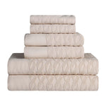 Turkish Cotton Herringbone Jacquard Assorted 6 Piece Towel Set - Towel Set by Superior Brand
