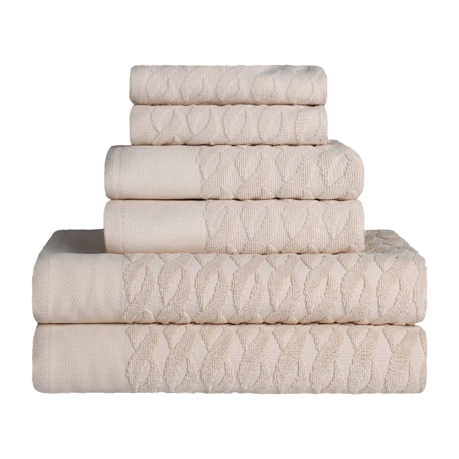 Turkish Cotton Herringbone Jacquard Assorted 6 Piece Towel Set - Towel Set by Superior Brand