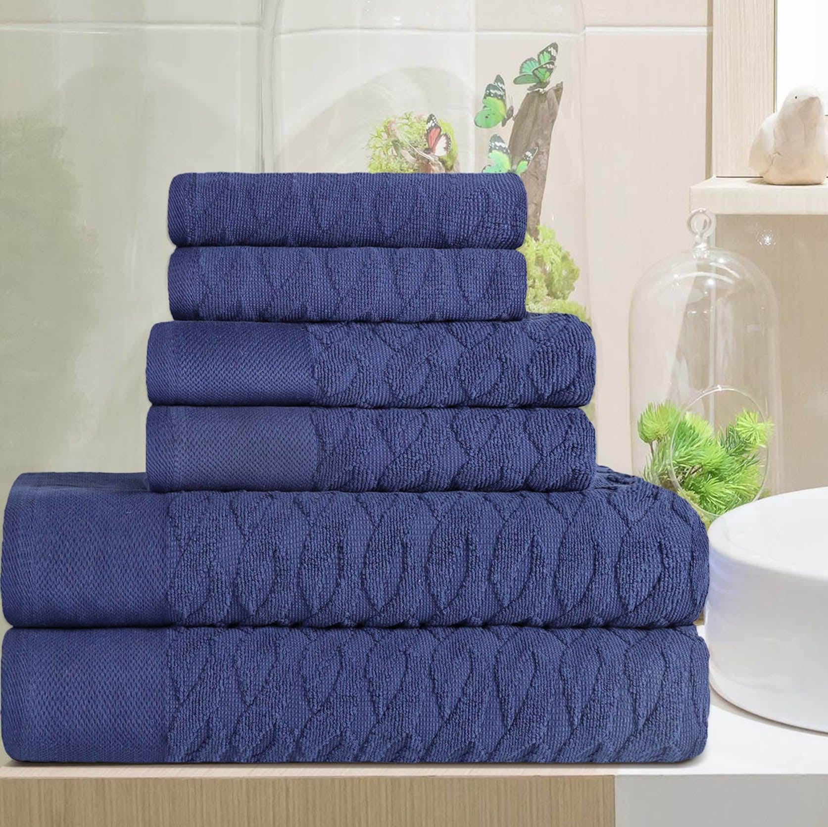 Turkish Cotton Herringbone Jacquard Assorted 6 Piece Towel Set - Towel Set by Superior Brand