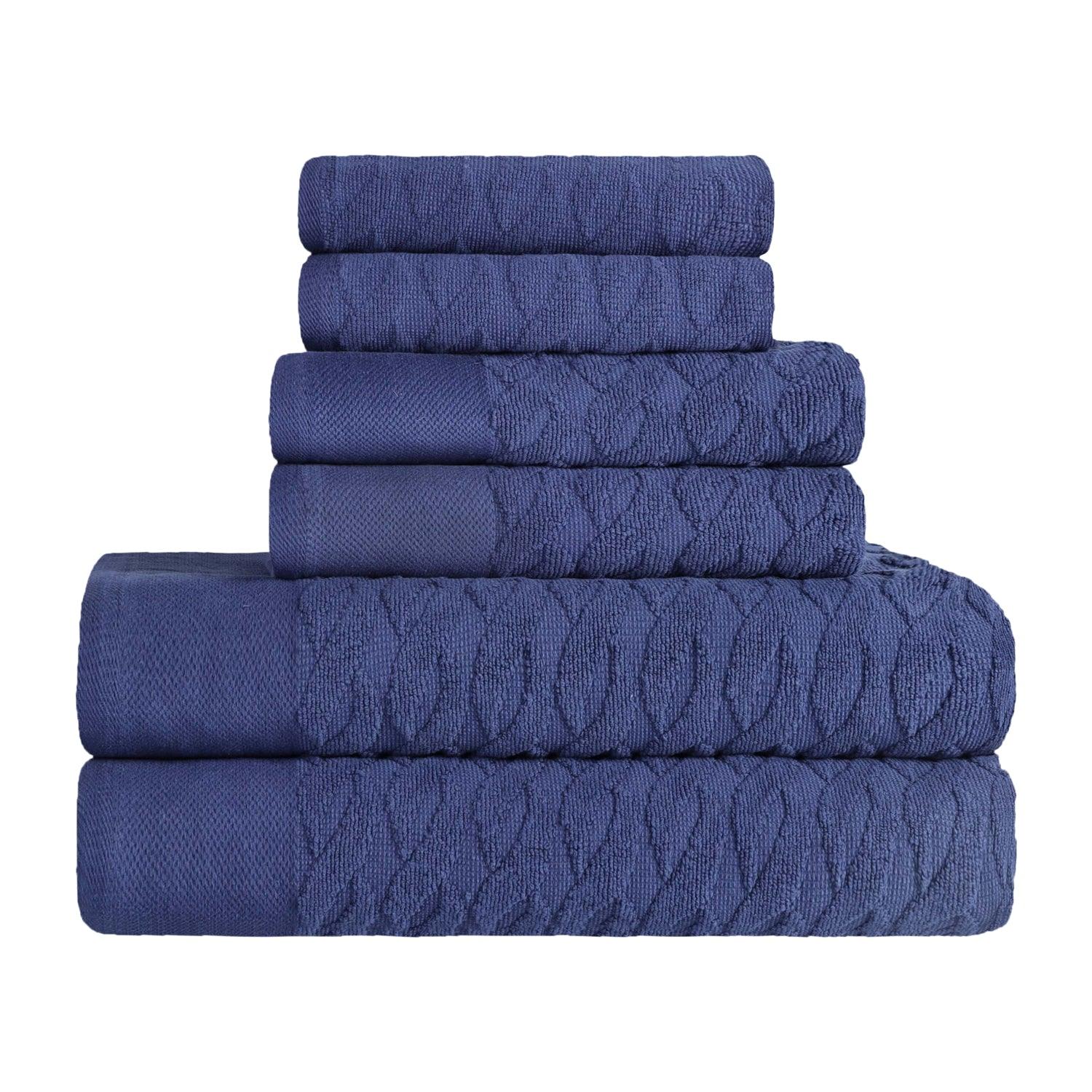 Turkish Cotton Herringbone Jacquard Assorted 6 Piece Towel Set - Towel Set by Superior Brand