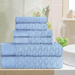 Turkish Cotton Herringbone Jacquard Assorted 6 Piece Towel Set - Towel Set by Superior Brand