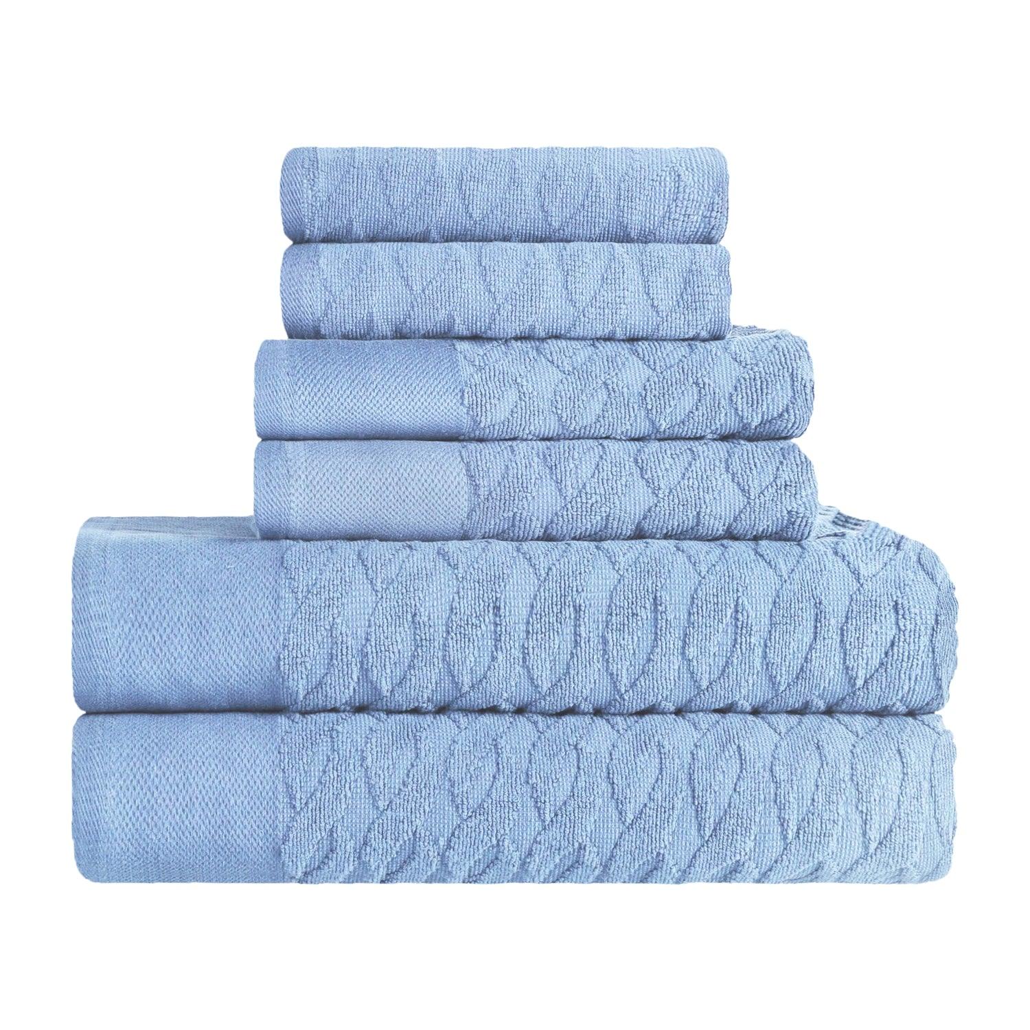 Turkish Cotton Herringbone Jacquard Assorted 6 Piece Towel Set - Towel Set by Superior Brand