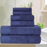 Turkish Cotton Plush Towel Set 6 Piece - Herringbone - Towel Set by Superior Brand