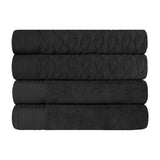 Turkish Cotton Jacquard Herringbone and Solid 4 Piece Bath Towel Set - Bath Towel by Superior Brand