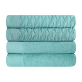 Turkish Cotton Jacquard Herringbone and Solid 4 Piece Bath Towel Set - Bath Towel by Superior Brand