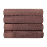 Turkish Cotton Jacquard Herringbone and Solid 4 Piece Bath Towel Set - Bath Towel by Superior Brand