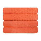 Turkish Cotton Jacquard Herringbone and Solid 4 Piece Bath Towel Set - Bath Towel by Superior Brand