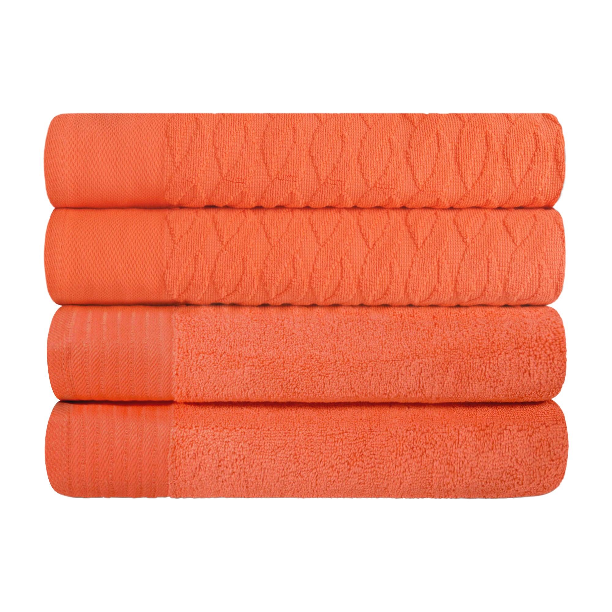 Turkish Cotton Jacquard Herringbone and Solid 4 Piece Bath Towel Set - Bath Towel by Superior Brand