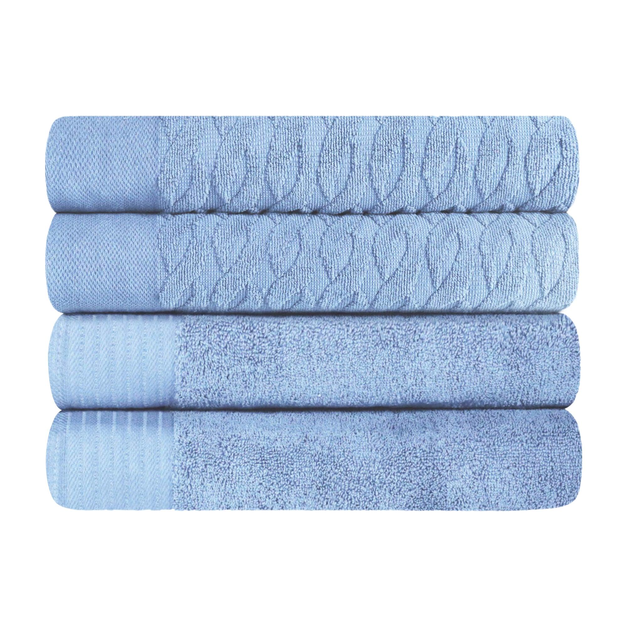 Turkish Cotton Jacquard Herringbone and Solid 4 Piece Bath Towel Set - Bath Towel by Superior Brand