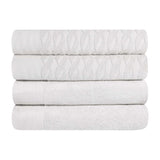 Turkish Cotton Jacquard Herringbone and Solid 4 Piece Bath Towel Set - Bath Towel by Superior Brand