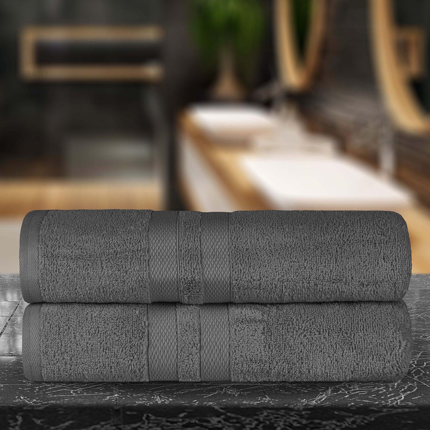 Ultra-Soft Cotton Absorbent Quick-Drying Solid Bath Sheet Set of 2 - Bath Sheet by Superior Brand