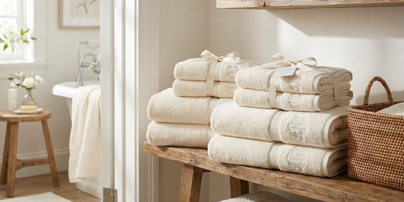 Bath towel sets for a wedding registry