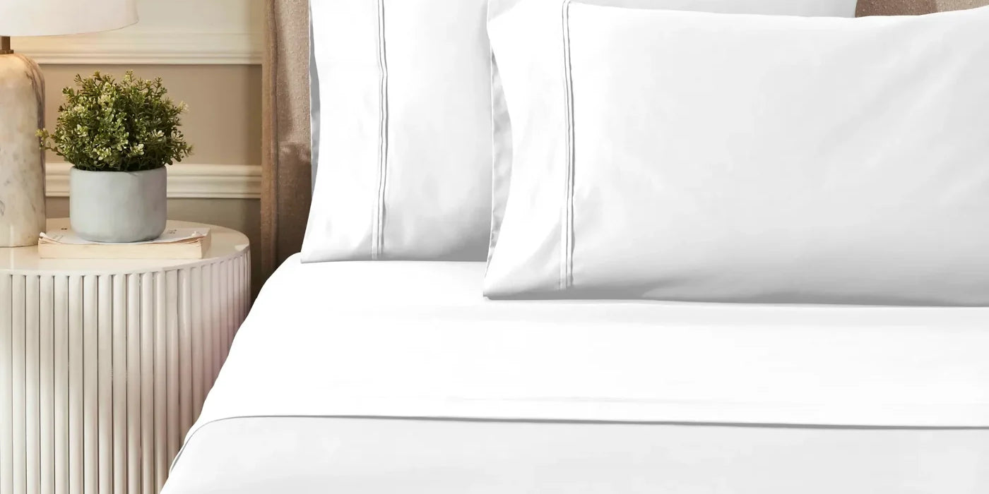 Superior 1200 thread count Egyptian cotton bedding in white with pillowcases