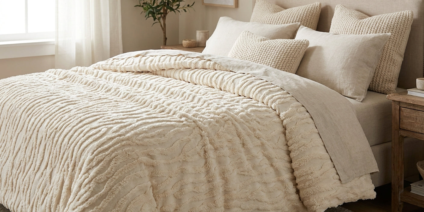 Chenille bedspreads for a textured bed