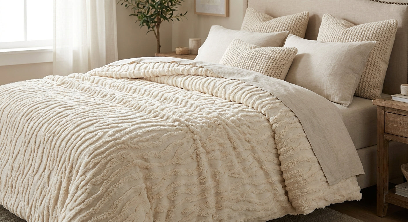 Chenille bedspreads for a textured bed