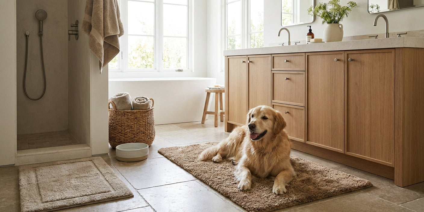 Bath rugs for a dog-friendly bathroom