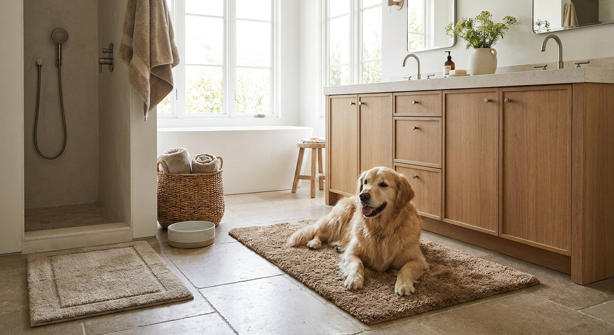 Bath rugs for a dog-friendly bathroom