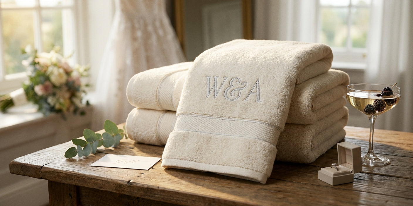 Monogrammed towels for a wedding gift