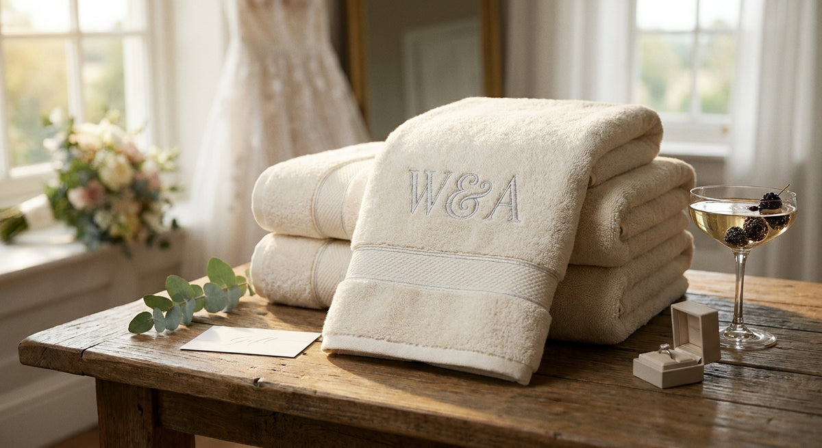 Monogrammed towels for a wedding gift