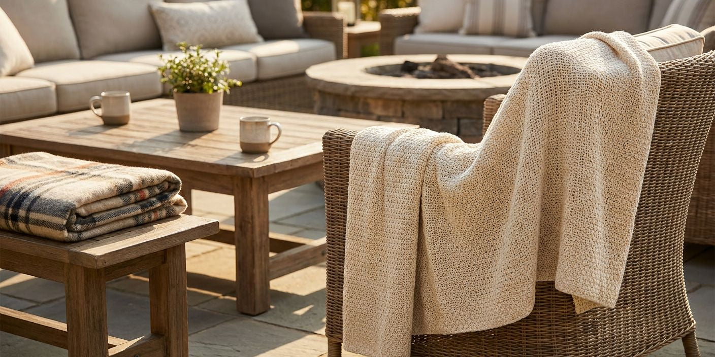Throw blankets for outdoor patio furniture