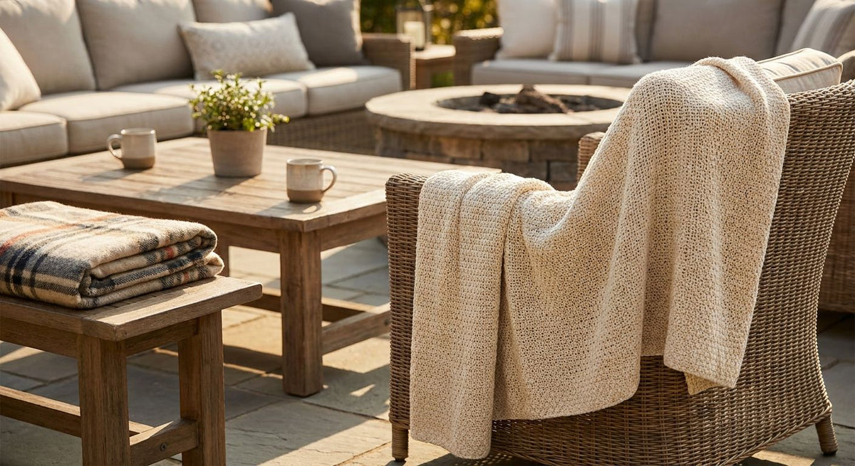 Throw blankets for outdoor patio furniture