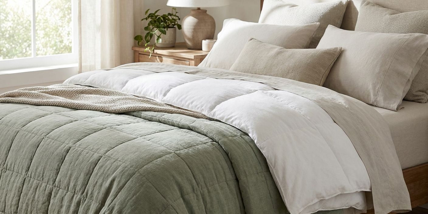 How to layer a duvet and coverlet together