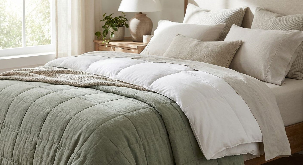 How to layer a duvet and coverlet together