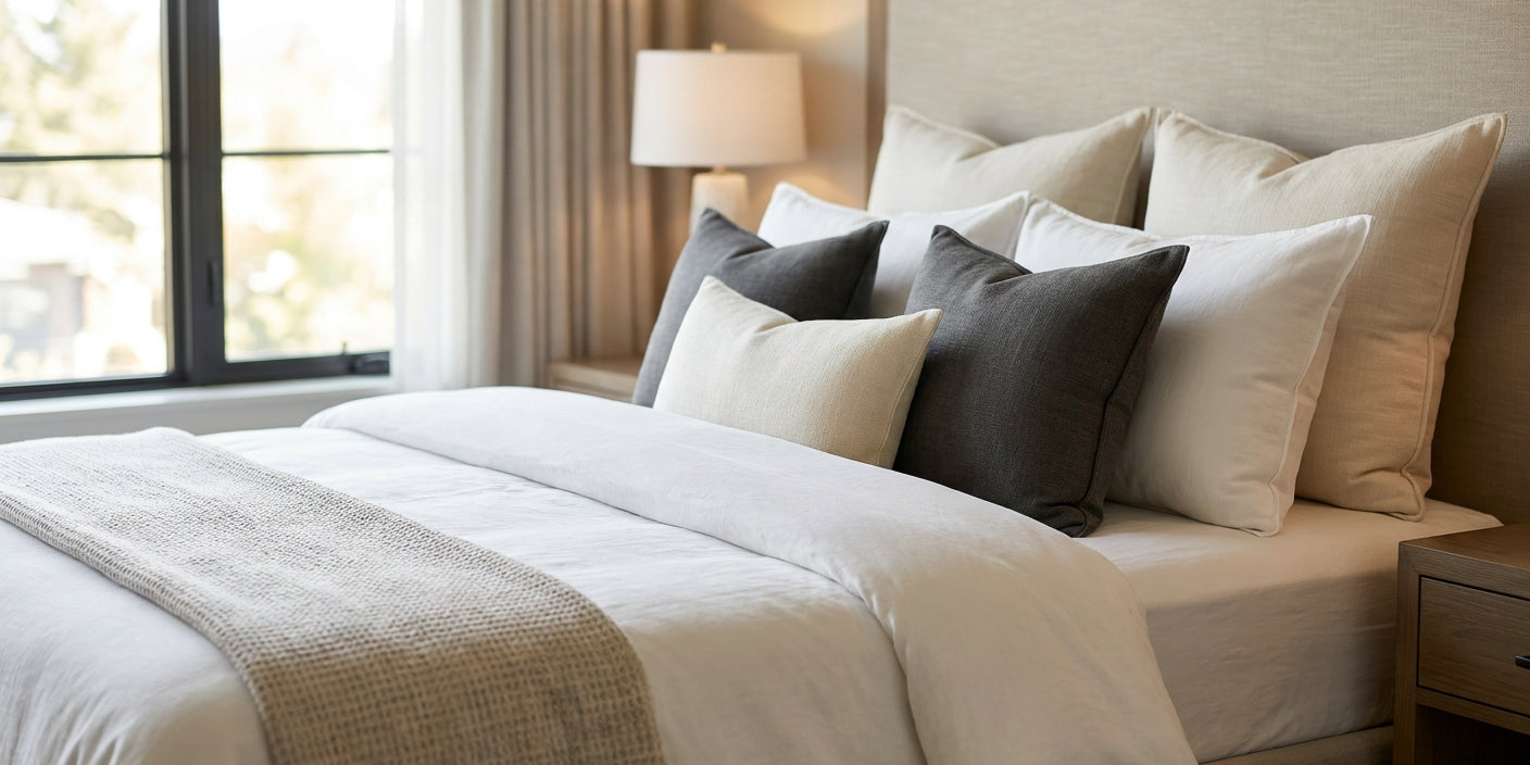 Pillow shams for a hotel-style bed