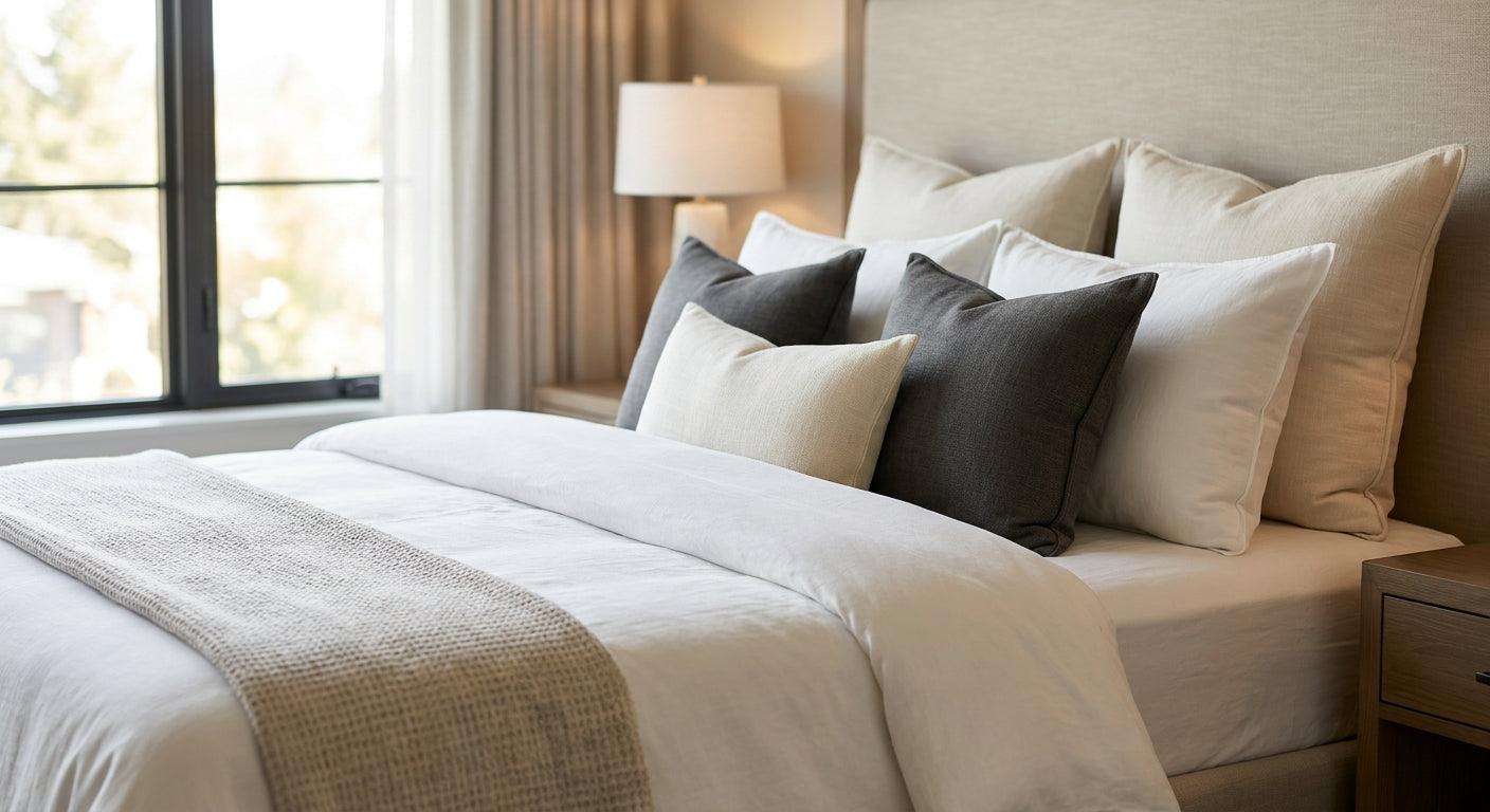 Pillow shams for a hotel-style bed