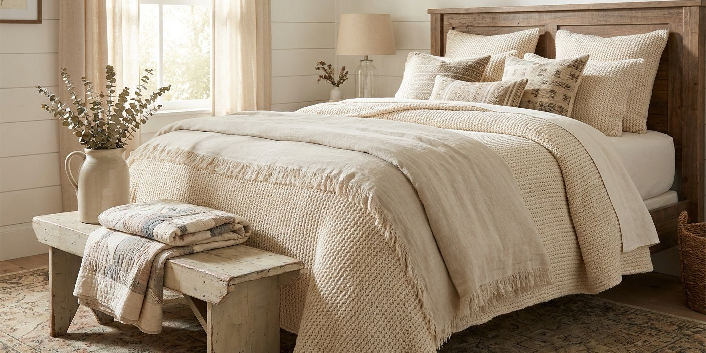 Bedspreads for a farmhouse bedroom
