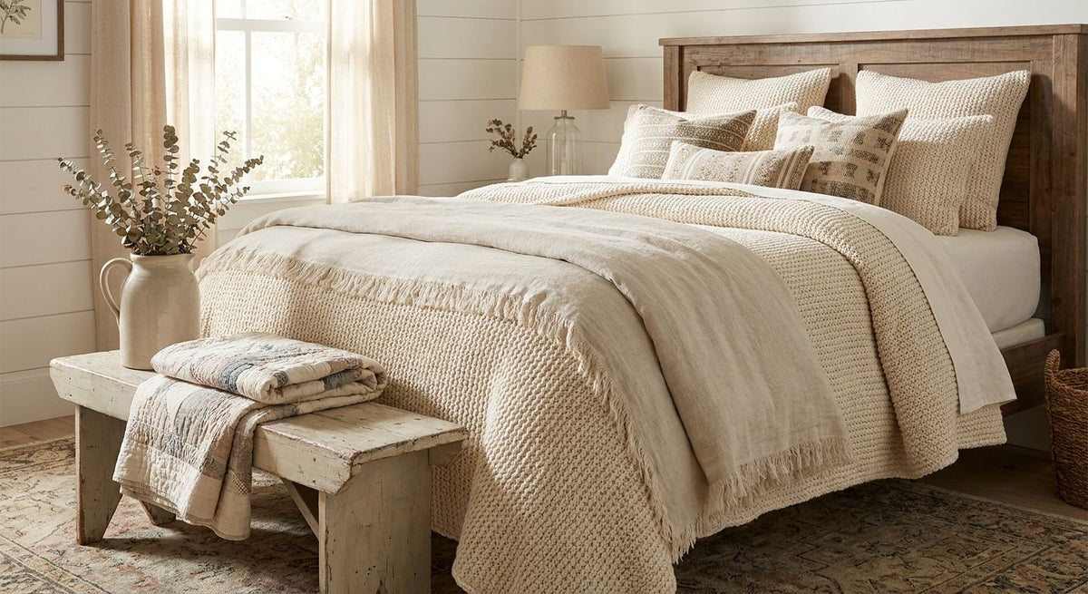 Bedspreads for a farmhouse bedroom