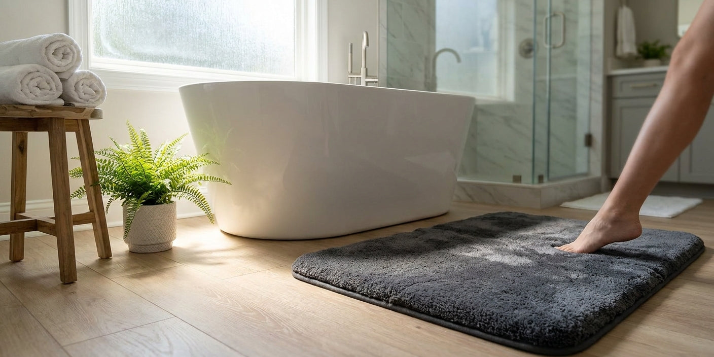Memory foam bath mats for a plush bathroom