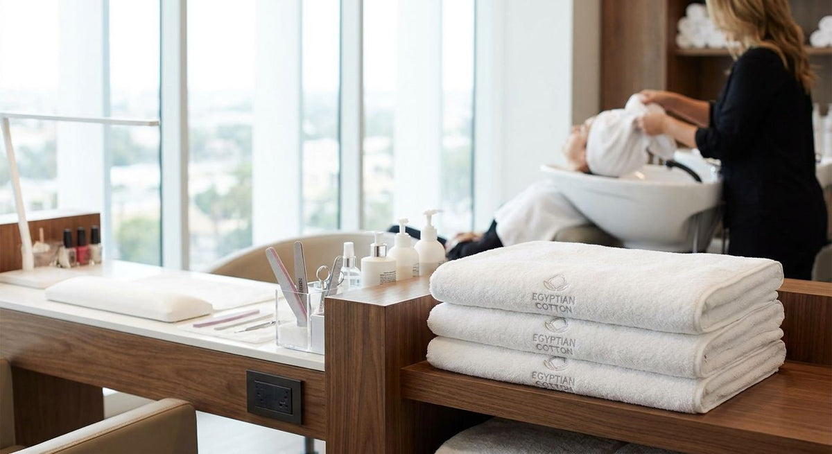 Egyptian cotton towels for hair and nail salons